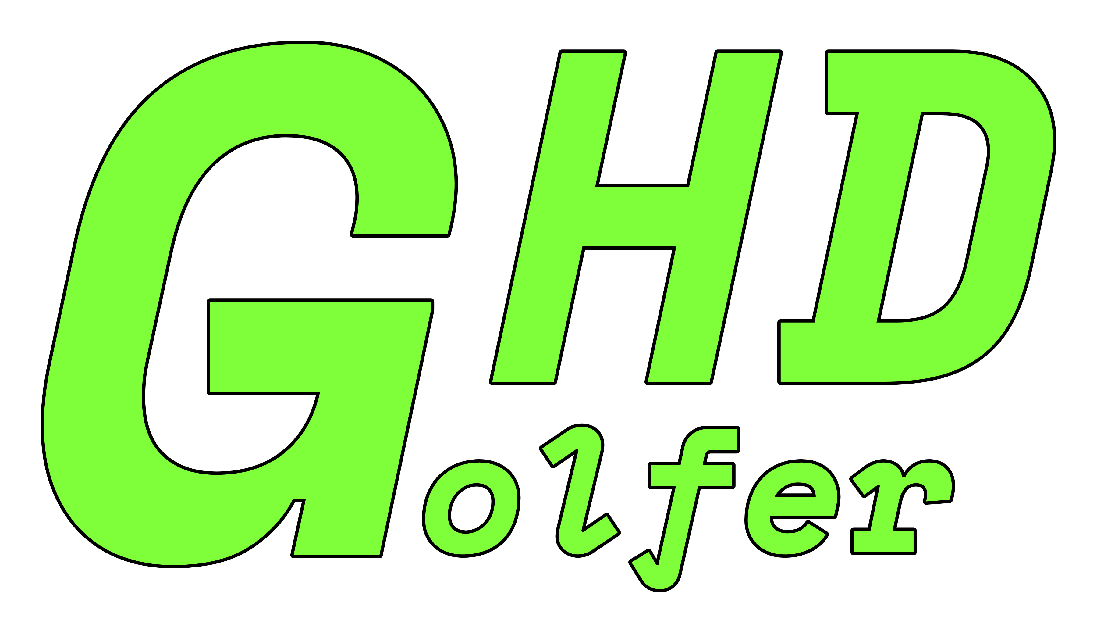 GolferHD GHD badge — italic on white