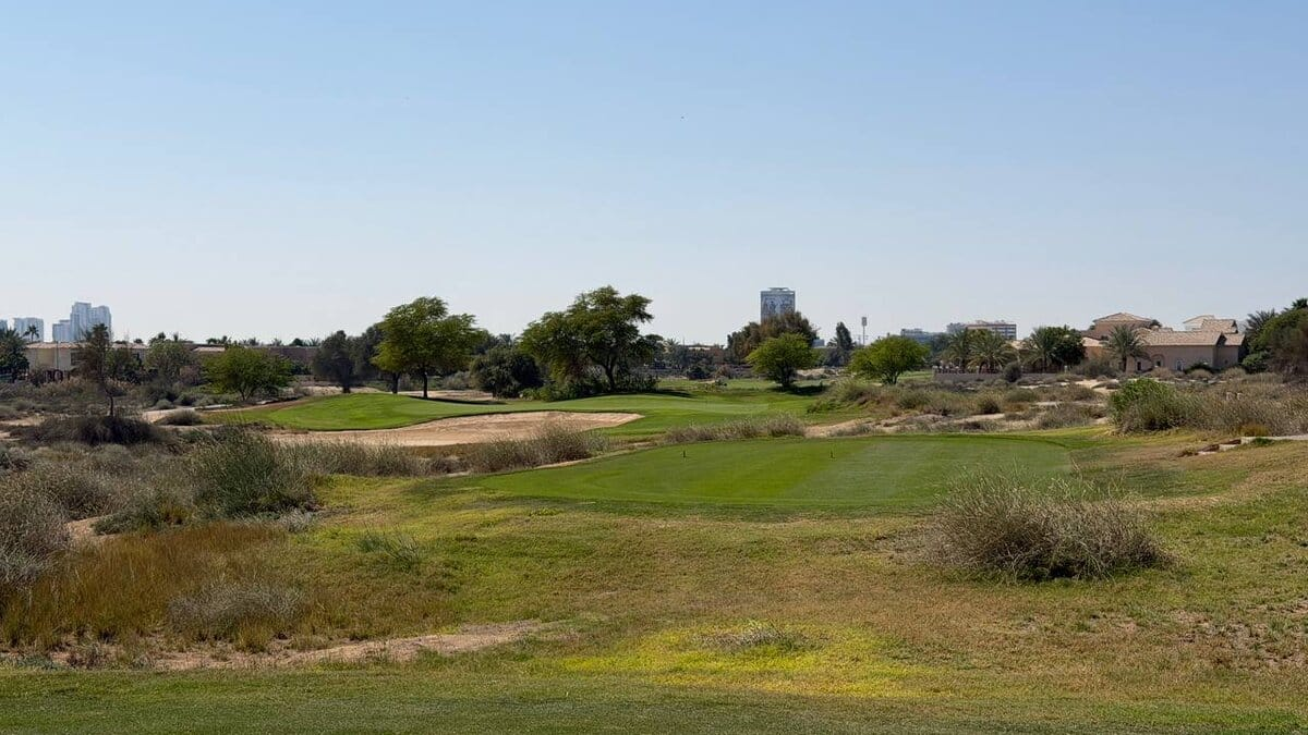 Arabian Ranches Dubai Golf course with trees and buildings